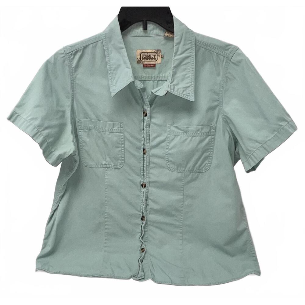 C.E. Schmidt Men's Short-Sleeve Button-Up Shirt - Light Blue -Size 1X